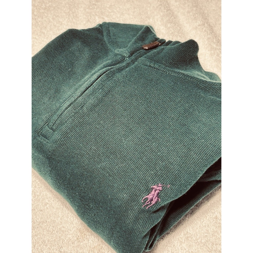 Polo Ralph Lauren Estate Rib Quarter Zip Pullover Sweater Dark Green Mens XL